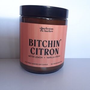 Lemon Vanilla Scented Soy Candle in glass jar, Charleston & Harlow